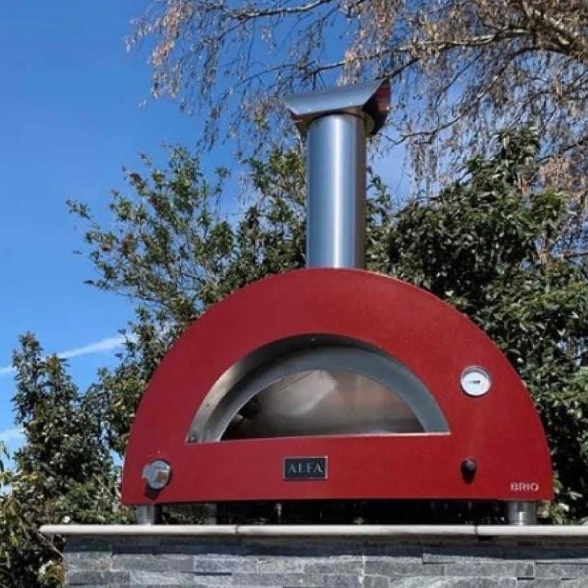 Alfa Brio 27-Inch Freestanding Gas Pizza Oven on Base - Antique Red