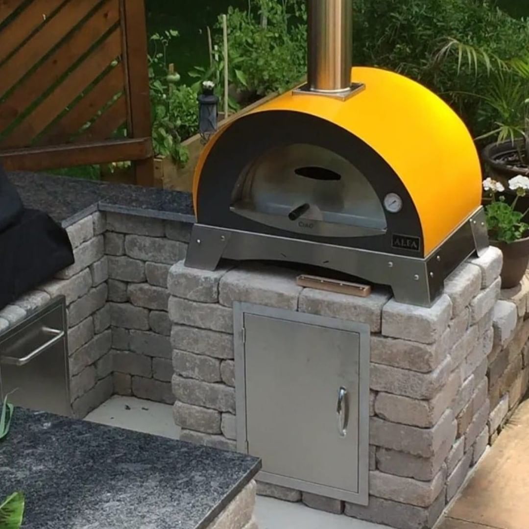 Alfa Ciao 27-Inch Freestanding Wood-Fired Outdoor Pizza Oven with Base - Fire Yellow