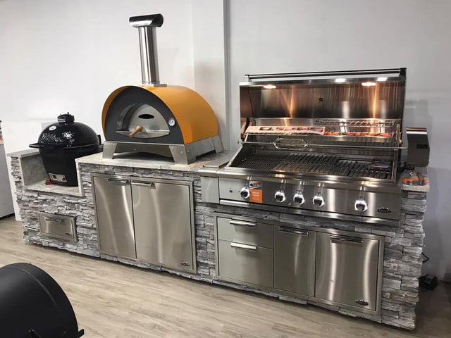 Alfa Ciao 27-Inch Freestanding Wood Fired Outdoor Pizza Oven with Base - Silver Grey