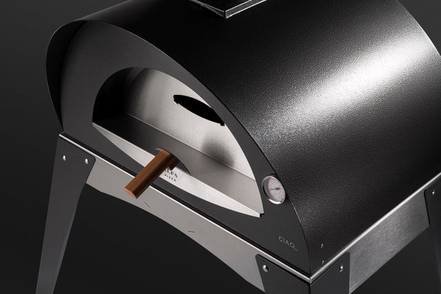 Alfa Ciao 27-Inch Freestanding Wood Fired Outdoor Pizza Oven with Base - Silver Grey