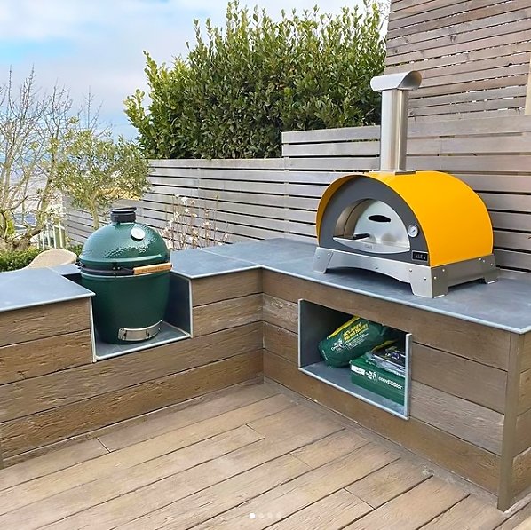 Alfa Ciao 27-Inch Freestanding Wood Fired Outdoor Pizza Oven with Base - Silver Grey