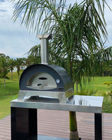 Alfa Ciao 27-Inch Freestanding Wood Fired Outdoor Pizza Oven with Base - Silver Grey