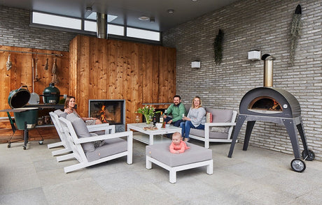 Alfa Ciao 27-Inch Freestanding Wood Fired Outdoor Pizza Oven with Base - Silver Grey