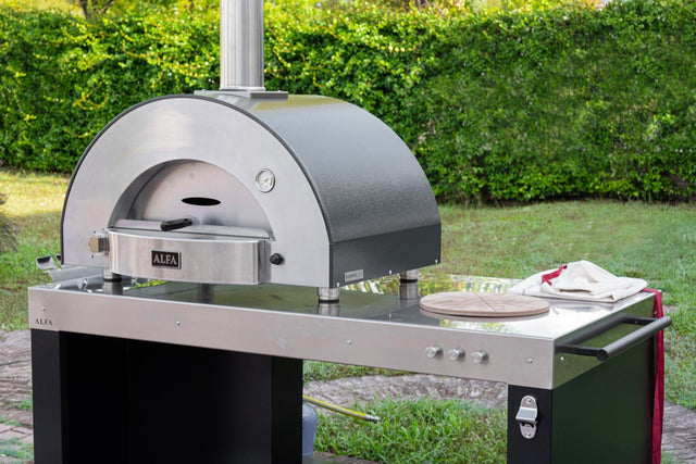 Alfa Classico 2 Pizze Freestanding Gas Pizza Oven with Base - Ardesia Grey