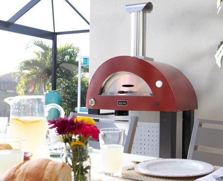 Alfa Moderno 2 Pizze Freestanding Outdoor Gas Pizza Oven with Base - Antique Red