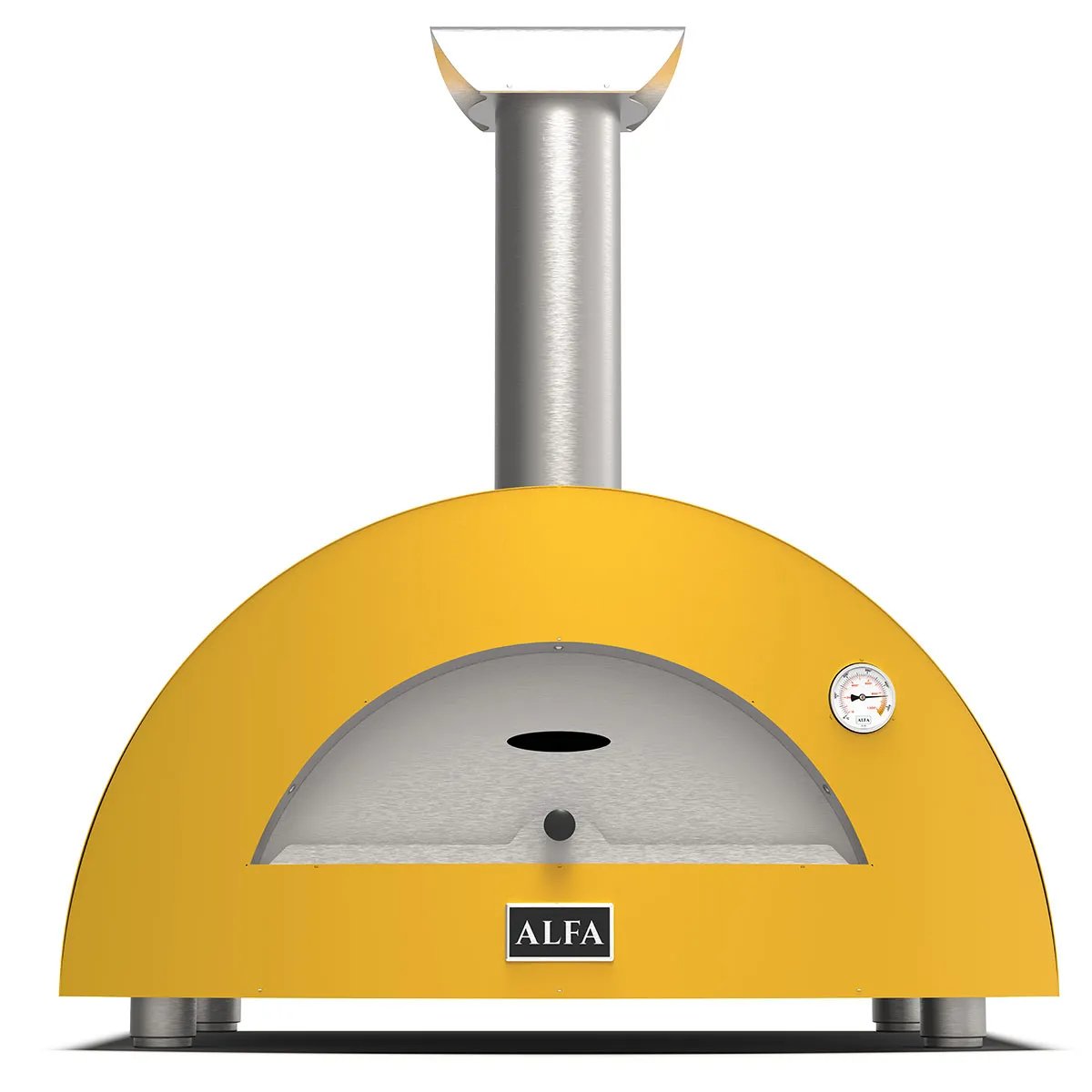Alfa Moderno 3 Pizze Hybrid Gas Outdoor Freestanding Pizza Oven on Cart - Fire Yellow