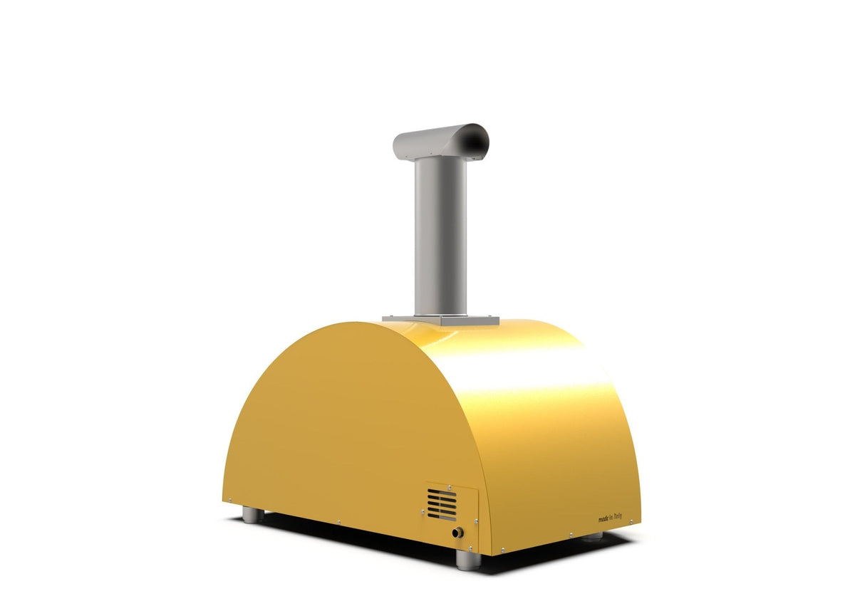 Alfa Moderno 3 Pizze Hybrid Gas Outdoor Freestanding Pizza Oven on Cart - Fire Yellow