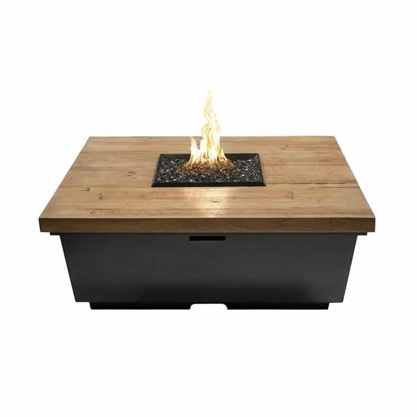American Fyre Designs French Barrel Oak Contemporary Gas Fire Pit Table - Square