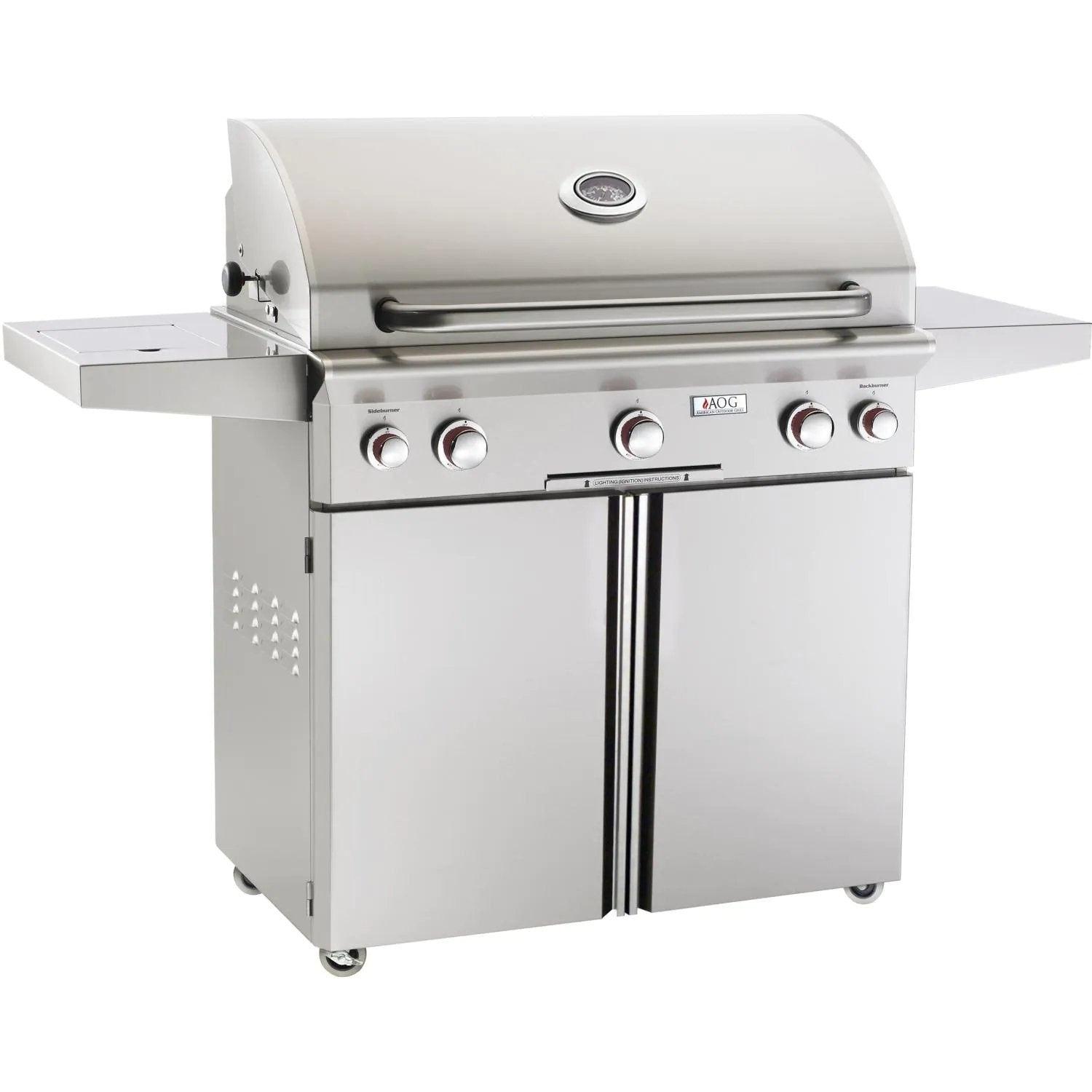 Grill with clearance rotisserie burner