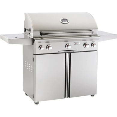 American Outdoor Grill T-Series 36-Inch 3-Burner Propane Gas Grill W/ Rotisserie & Single Side Burner Freestanding On Cart - 36PCT