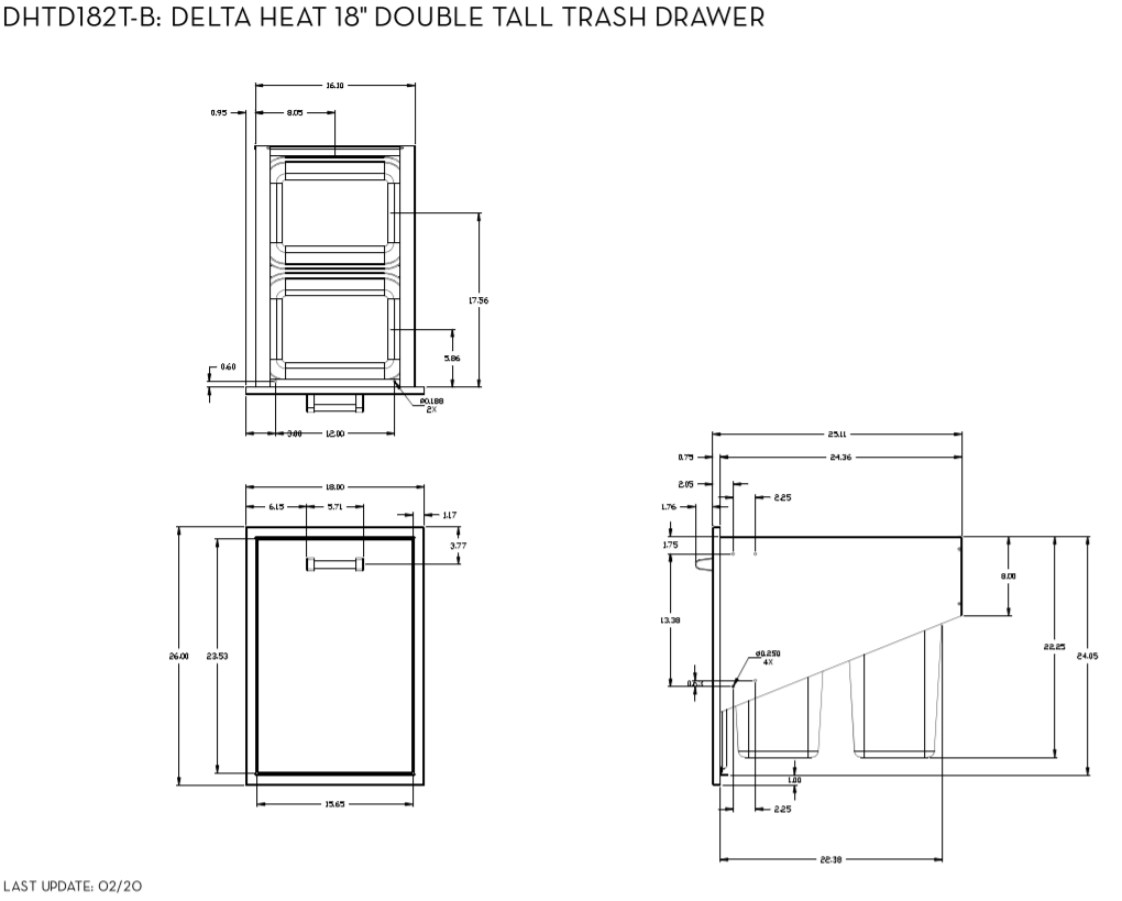 Delta Heat 18-Inch Tall Double Trash Drawer (Trash Can Included)