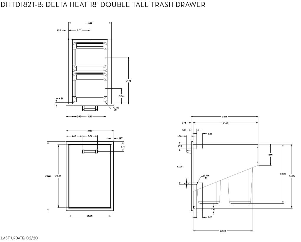 Delta Heat 18-Inch Tall Double Trash Drawer (Trash Can Included