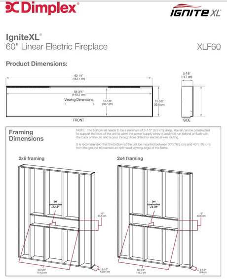 Dimplex IgniteXL 60 Inch Linear Electric Fireplace - XLF60