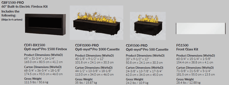 Dimplex Opti-Myst Pro 1500 Built-in 60 Inch Water Vapor Electric Fireplace Firebox