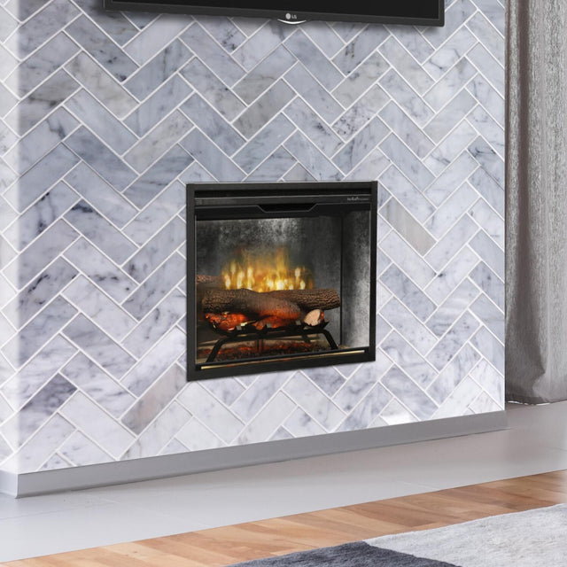 Dimplex Revillusion 24-Inch Built-In Electric Fireplace Firebox Insert - Weathered Concrete Gray