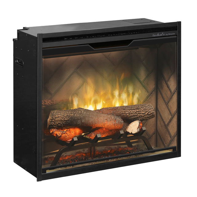 Dimplex Revillusion 24-Inch Built-In Electric Fireplace Insert Firebox - Herringbone Brick