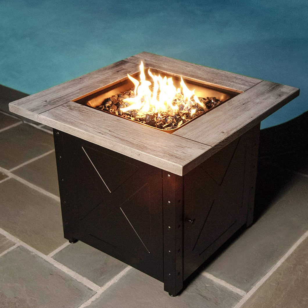 Endless Summer Mason Propane Gas Outdoor Fire Pit Table with Fire Glass