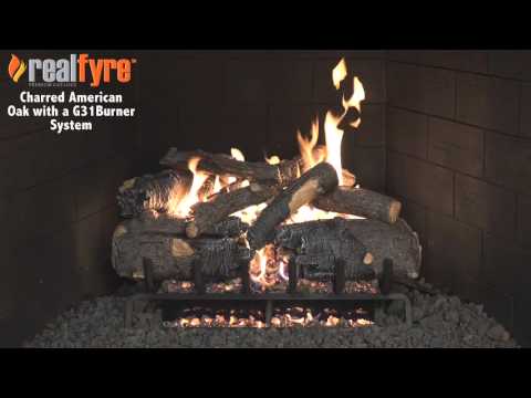 Peterson Real Fyre Charred American Oak Gas Log Set With Vented ANSI Certified G46 Burner