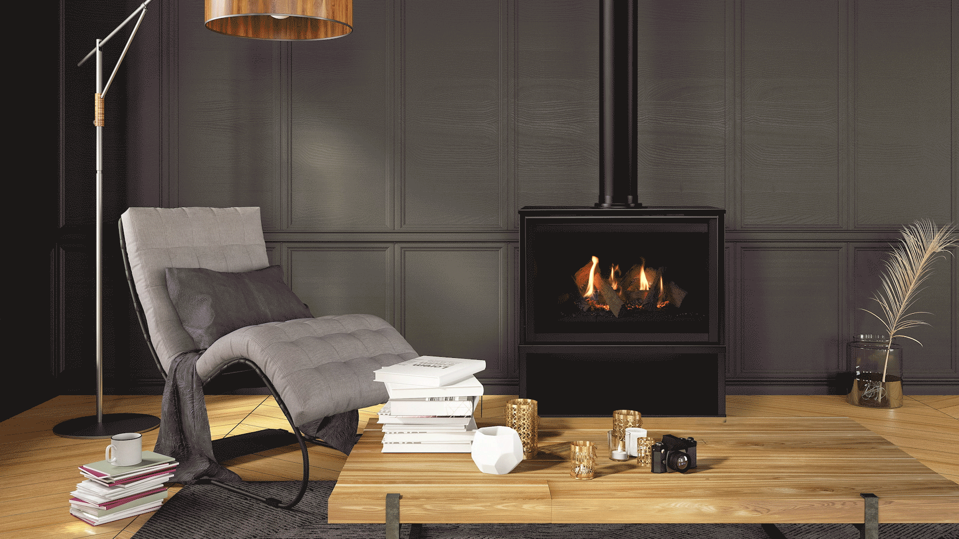 Free Standing Gas Fireplace