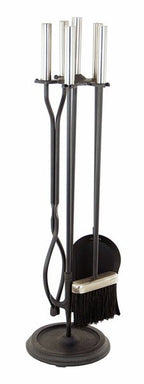 Minuteman Pewter and Black Wrought Iron 4-Piece Tool Set