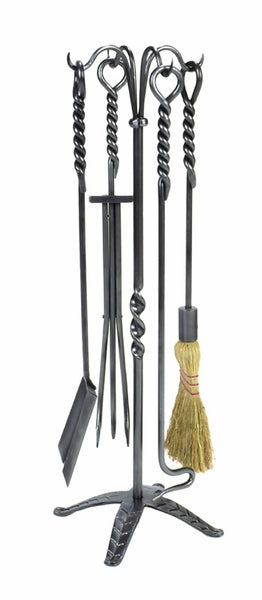 Minuteman WR-02 5-Piece Rope Fireplace Tool Set - Graphite