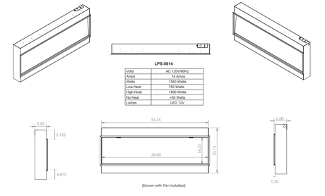 Modern Flames Landscape Pro Slim 56 Inch Built-In Electric Fireplace Recessed Linear Firebox