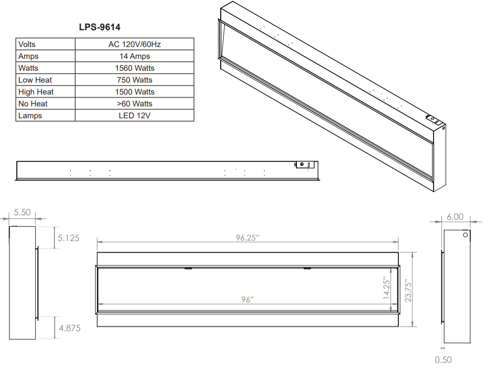 Modern Flames Landscape Pro Slim 56 Inch Built-In Electric Fireplace Recessed Linear Firebox