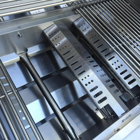 Mont Alpi 805 Deluxe Gas Island Grill W/ Beverage Center, Refrigerator Cabinet, Infrared Side Burner, & Rotisserie Kit - Black Stainless Steel