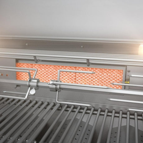 Mont Alpi 805 Deluxe Gas Island Grill W/ Refrigerator Cabinet, Infrared Side Burner, & Rotisserie Kit - Stainless Steel