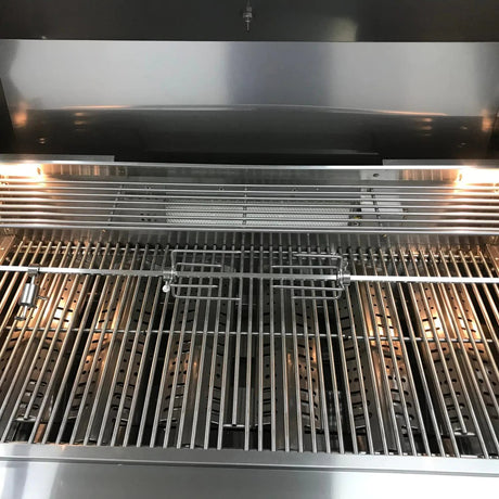 Mont Alpi 805 Deluxe Natural Gas Island Grill W/ Refrigerator Cabinet, Infrared Side Burner, & Rotisserie Kit - Black Stainless Steel