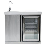 Mont Alpi Beverage Center Cabinet Module W/ Sink & 2.6 Cu. Ft. Outdoor Refrigerator - Stainless Steel - MASF