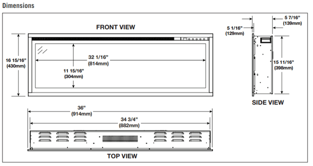 Napoleon Entice Series 36-Inch Wall Mount/Recessed Electric Fireplace - NEFL36CFH