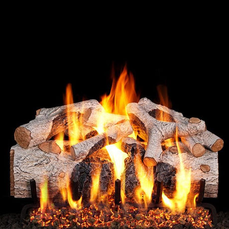 Peterson Real Fyre Charred Mountain Birch Gas Log Set With Vented ANSI Certified G46 Burner