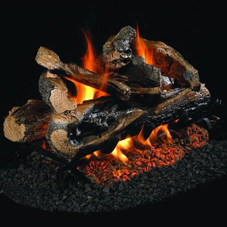 Peterson Real Fyre Charred Rugged Split Oak See-Thru Gas Log Set With Vented Gas G45 Burner