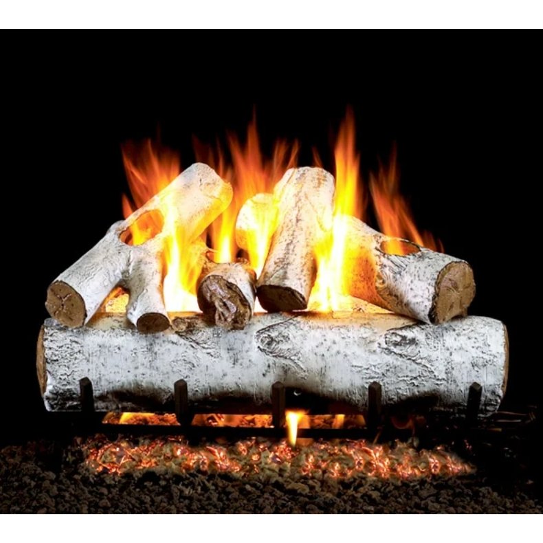 Peterson Real Fyre White Birch Gas Log Set With Vented ANSI Certified G46 Burner