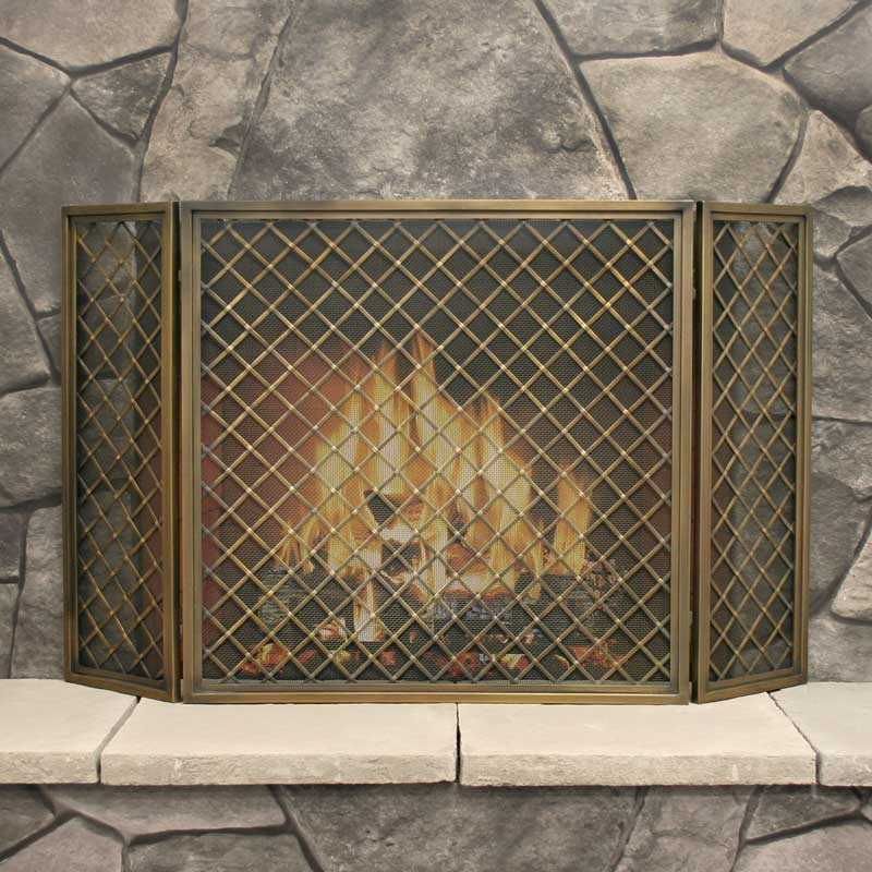 Pilgrim Sinclair Tri Panel Brass Fireplace Screen – NYC Fireplaces