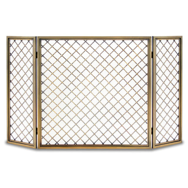 Pilgrim 3 Panel Hartwick Screen - Antique Brass