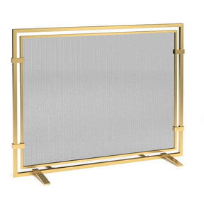 Pilgrim 39 Inch Sinclair Single Panel Burnished Brass Fireplace Screen