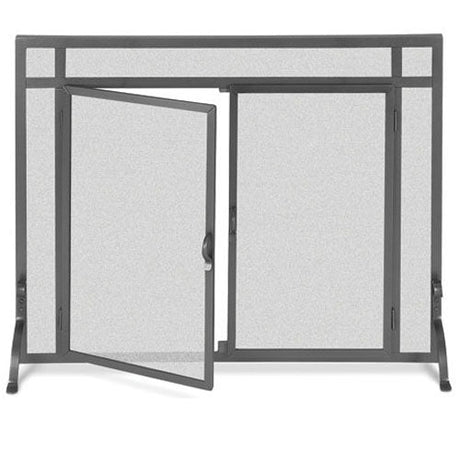 Pilgrim 44 Inch x 33 Inch Forged Iron Fireplace Screen with Straight Doors - Vintage Iron