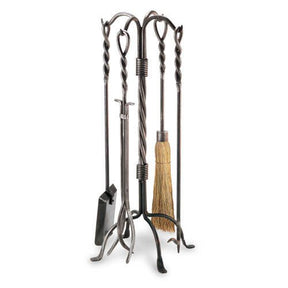 Pilgrim 5 Piece Vintage Iron Twisted Rope Fireplace Tool Set