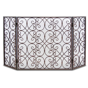 Pilgrim Abington Tri Panel Fireplace Screen - Distressed Bronze