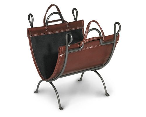Pilgrim Anvil Log Carrier and Holder - Premium Leather - Vintage Iron