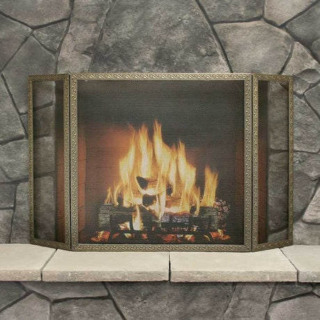 Pilgrim Ballard Embossed Fireplace 3 Panel Screen - Black