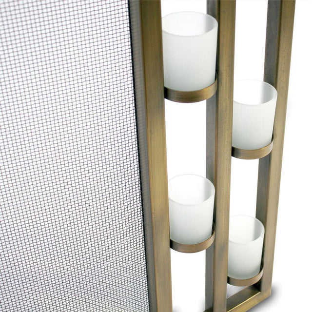 Pilgrim Bowed Candlewood Tea Light Screen - Antique Brass