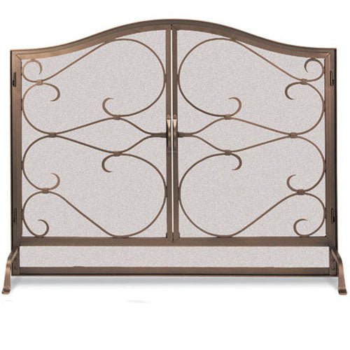 Pilgrim Burnished Bronze Iron Gate Arched Fireplace Screen with Doors - Bronze