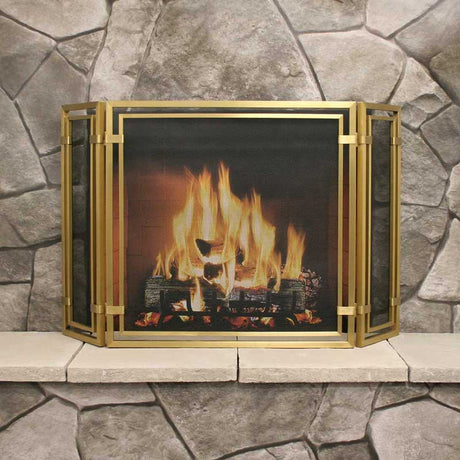 Pilgrim Sinclair Tri Panel Brass Fireplace Screen