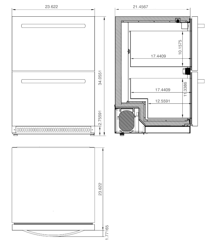 Summerset 24-Inch 5.3 Cu. Ft. Outdoor Rated Deluxe Refrigerator Drawers - SSRFR-24DR2