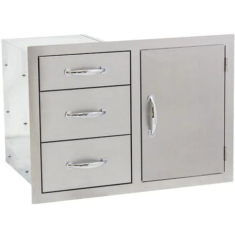 Summerset 33-Inch Stainless Steel Flush Mount Access Door & Triple Drawer Combo - SSDC3-33
