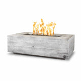 The Outdoor Plus Coronado 48-Inch Gas Fire Pit Fire Table - Concrete Ivory Wood Grain - Electronic Ignition