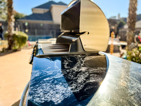 TRU Innovative 8 Foot Outdoor Kitchen Island Package - Includes 32" LTE Grill, Side Burner, Refrigerator, Drawers, Doors, Island & Top